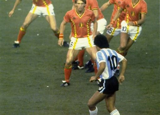 Diego Maradona Getting A Little Attention From Belgium Players